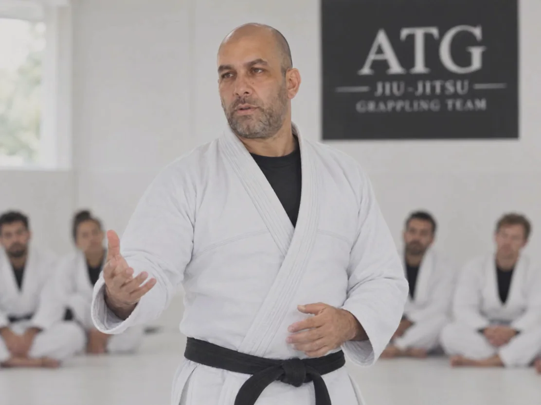 Instrutor Jovair Marcos explicando uma técnica para a turma de adultos